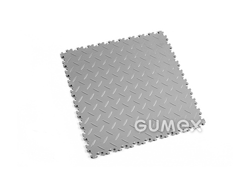Dlaždica pre vysoké zaťaženie FORTELOCK 2010, hrúbka 7mm, 510,5x510,5mm (rozmer pokrytia 496,5x496,5mm), 92°ShA, dezén diamant, PVC, sivá